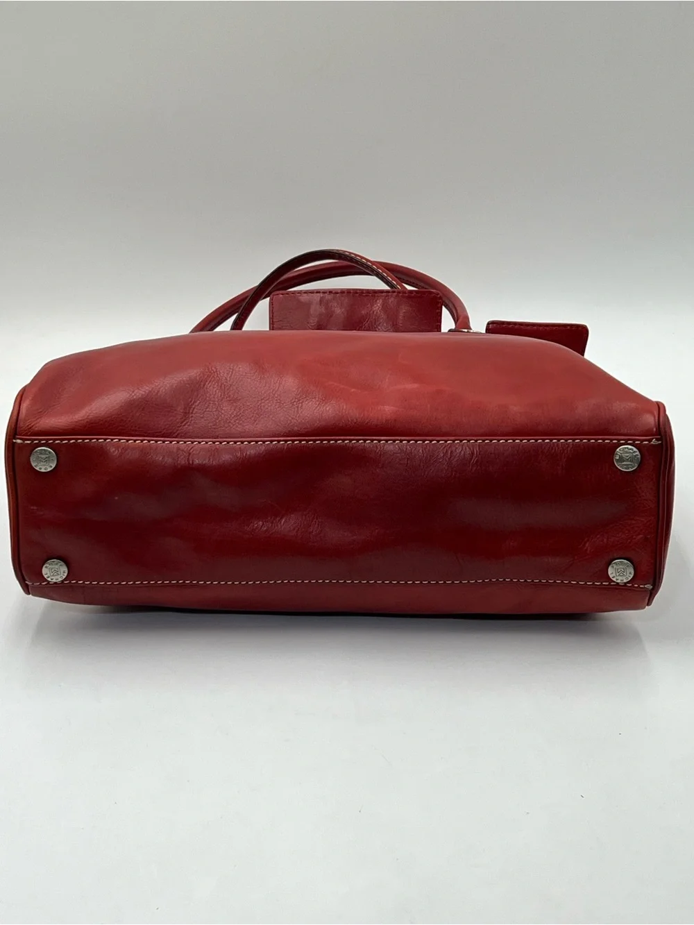 Vintage Michael Kors Burgundy Red Leather Satchel Shoulder Bag Silver Hardware